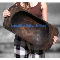 Hand Carved Rustic Extra Large Dough Bowl/Large Bowl/Trencher Bowl/European Bow/Primitive Bowl/Saranda Bowl/Bowl With Handles | Etsy (US)