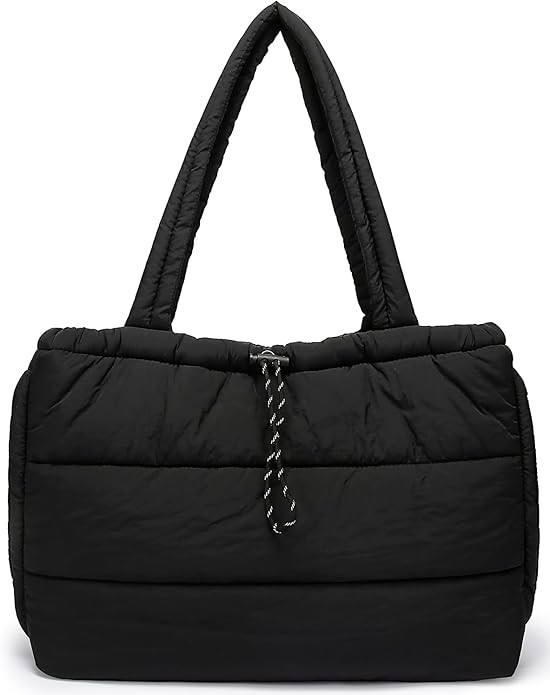 Queenoris Puffer Tote Bag for Women, Large Quilted Lightweight Satchel Purse Travel Gym Bag | Amazon (US)