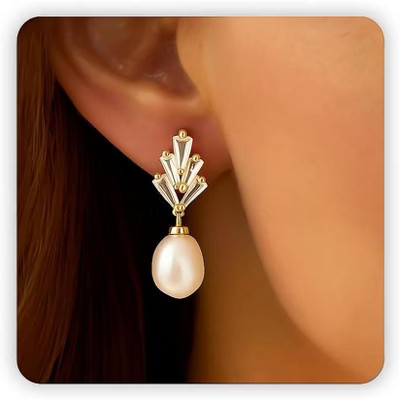 Pearl Drop Earrings, Gold & Silver Dangle Hoops for Wedding Bridal Boho Jewelry, Christmas Prom Gifts Gold Pearl One Size | Target