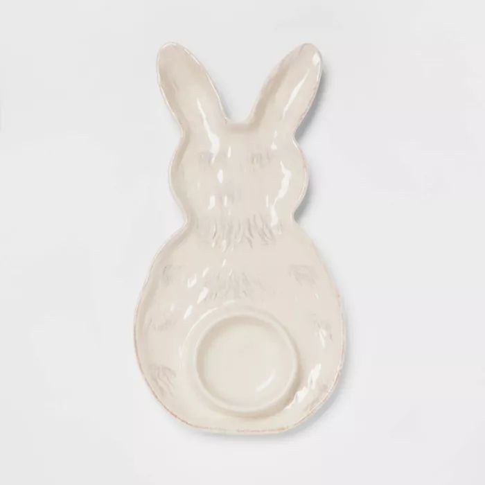 13&#34; x 7&#34; Stoneware Bunny Platter with Dip Bowl White - Threshold&#8482; | Target
