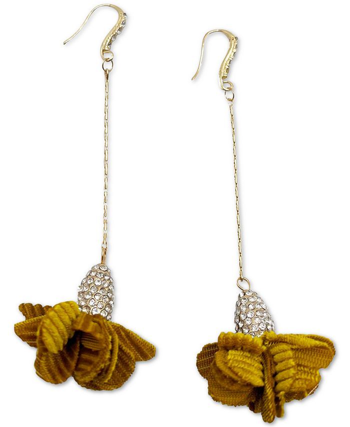 INC International Concepts Fabric-Flower Drop Earrings, Created for Macy's & Reviews - Earrings -... | Macys (US)
