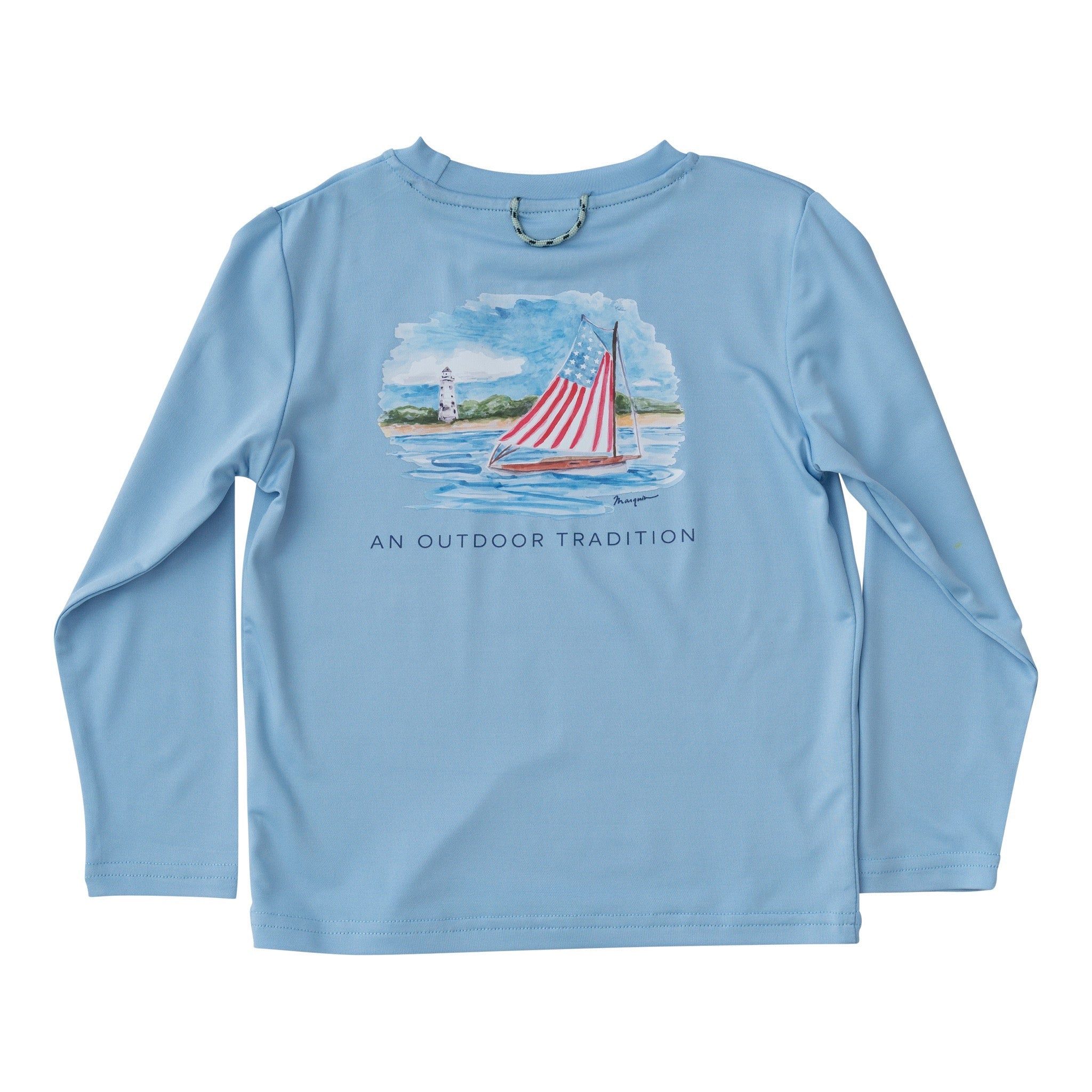 Pro Performance Long Sleeve Fishing Tee with Flag Art | PRODOH