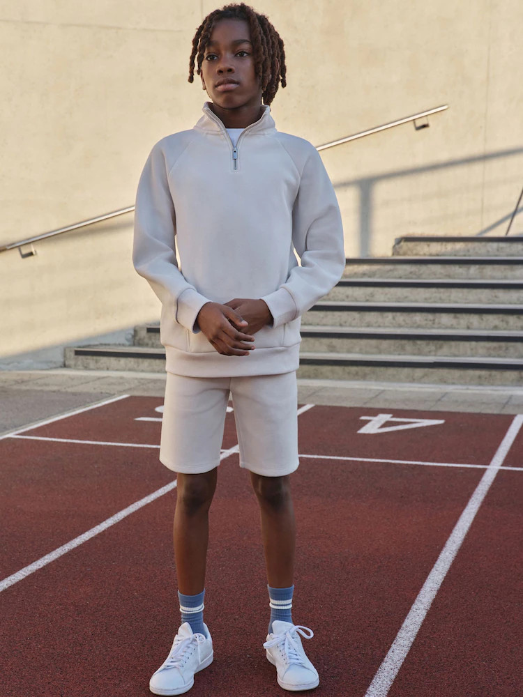 Grey Funnel Neck Shorts Set (3-16yrs) | Next EU