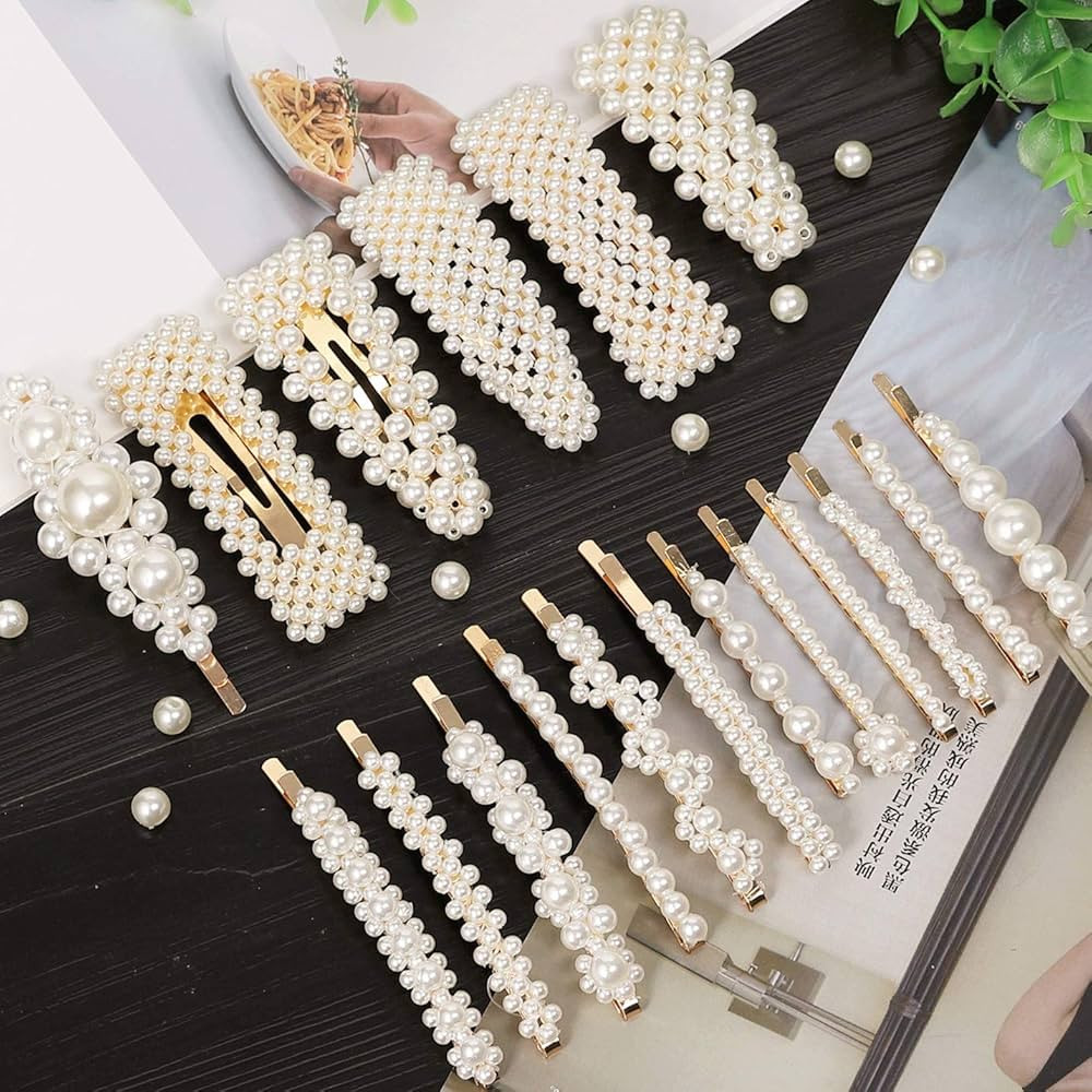 18 Pcs Pearl Hair Clips Large Hair Clips Barrette Hair for Women Girls Fashion Hair Accessories | Amazon (US)