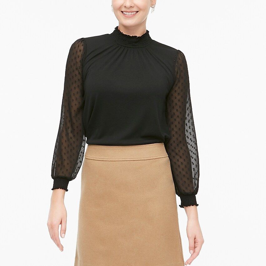 Drapey long-sleeve top with clip-dot sleeves | J.Crew Factory