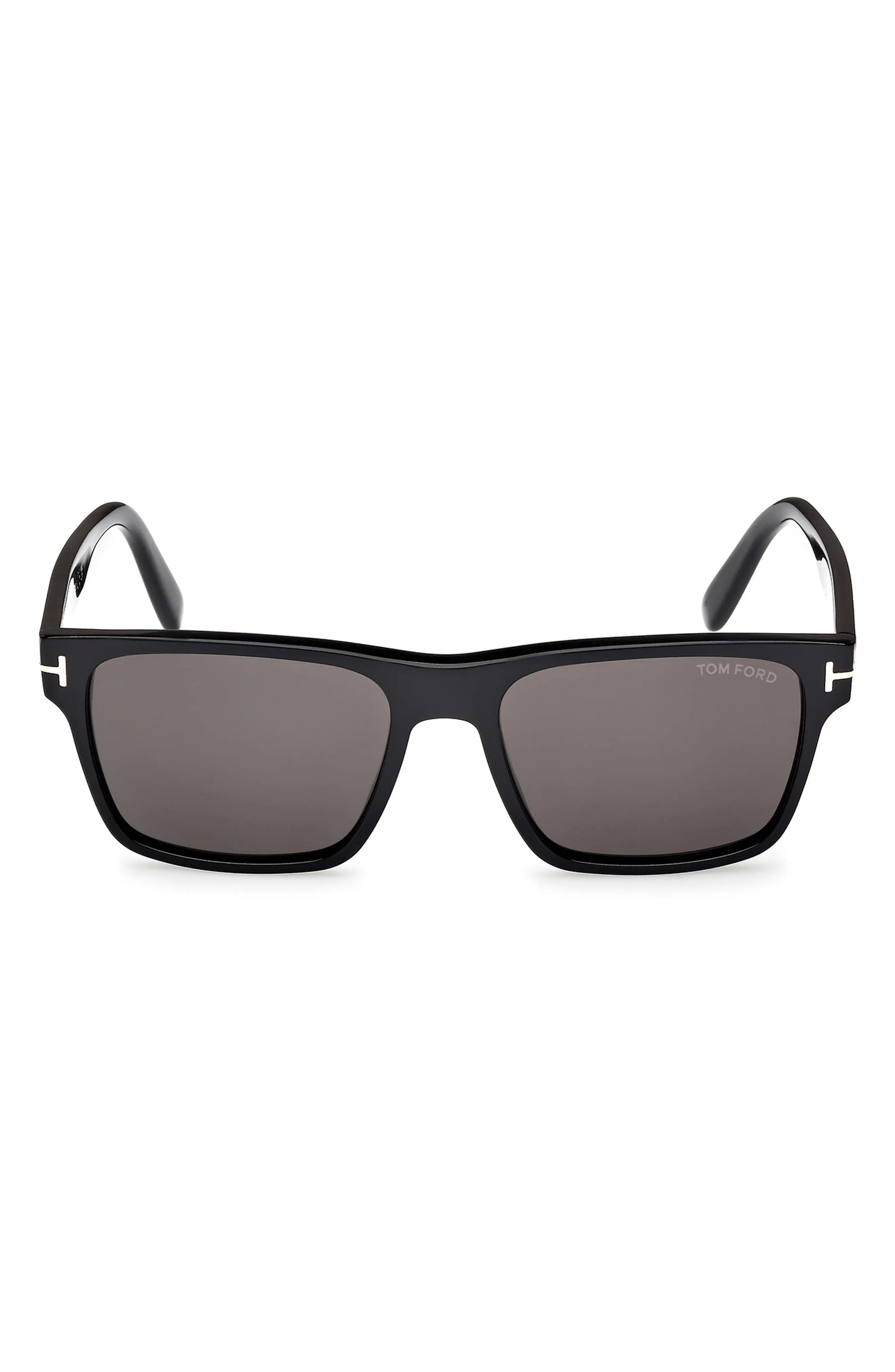 TOM FORD Calder 55mm Square Sunglasses in Shiny Black Eco /Smoke Lenses at Nordstrom | Nordstrom