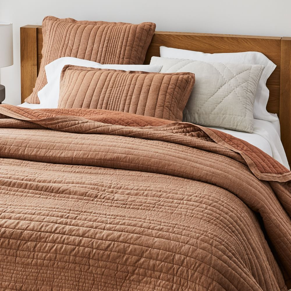 European Flax Linen Linework Quilt & Shams | West Elm (US)