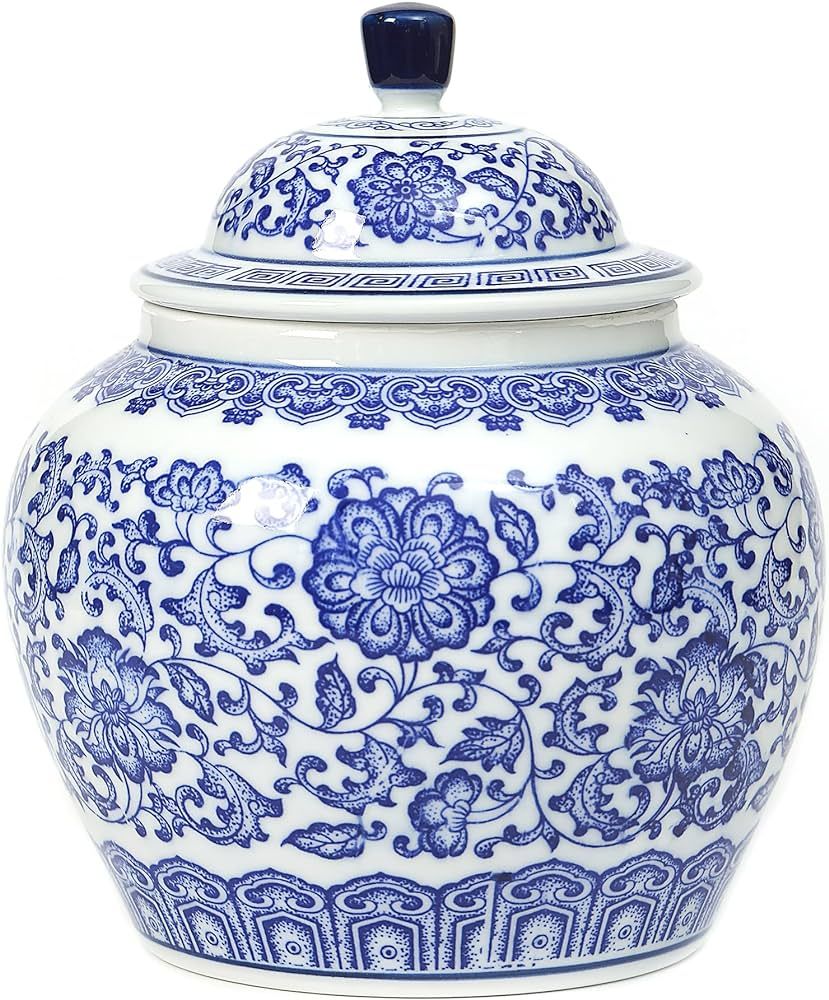 GaLouRo Blue and White Ginger Jar, Chinoiserie Vase, Small Chinoiserie Porcelain for Home Décor,... | Amazon (US)