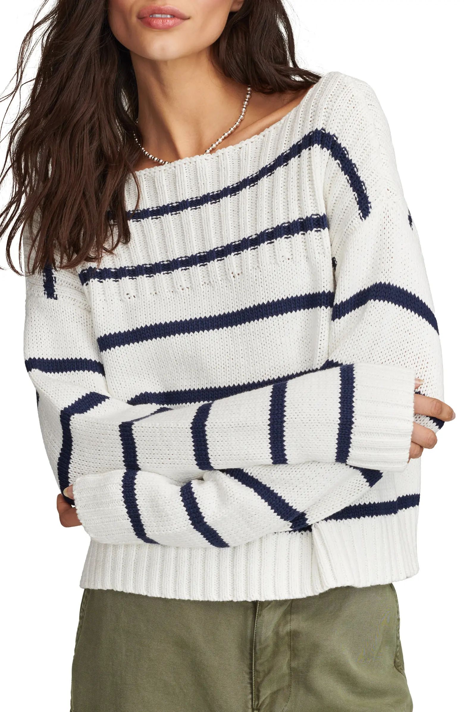 Stripe Cotton Crop Sweater | Nordstrom