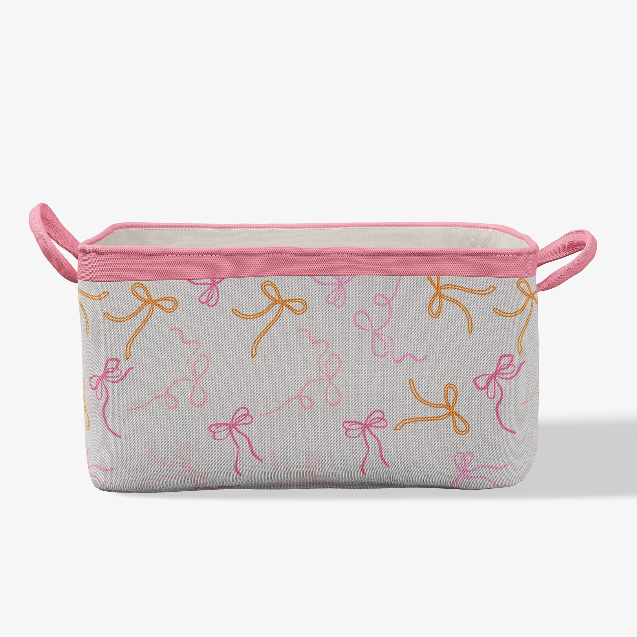Mainstays Kids Medium Pink Bows Canvas Printed Storage Basket with Handles | Walmart (US)