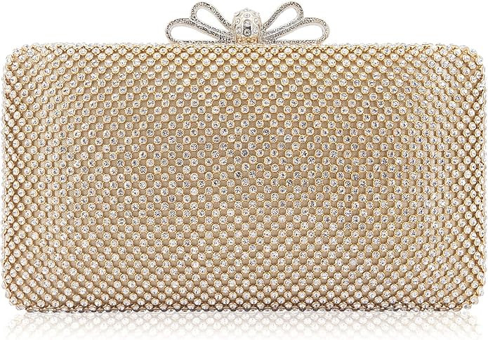 Dexmay Rhinestone Clutch Purse with Crystal Bow Clasp Evening Bag Wedding Party Dressy Handbag | Amazon (US)