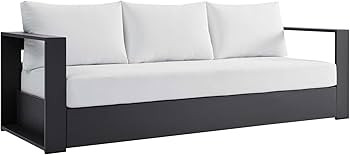 Modway Tahoe Aluminum Outdoor Patio Sofa in Gray White | Amazon (US)
