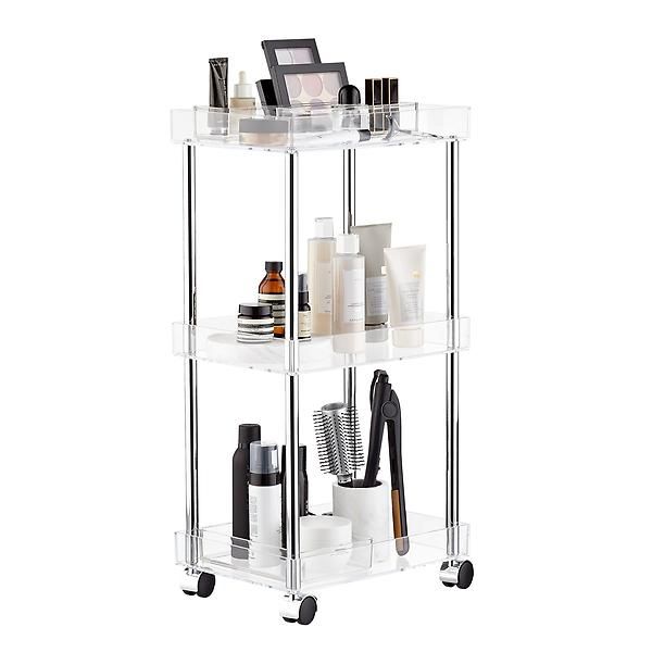 3-Tier Acrylic Rolling Cart | The Container Store