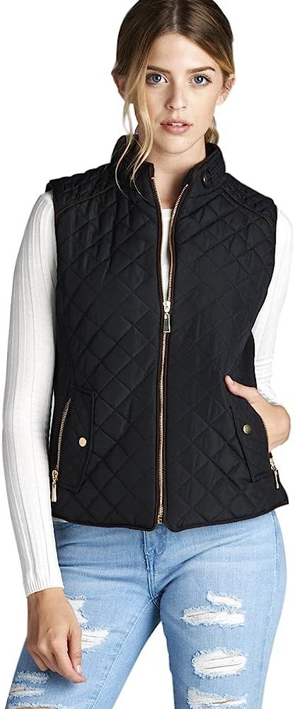Active USA Women's Quilted Padding Vest With Suede Piping Details Sizes from S to 3XL | Amazon (US)