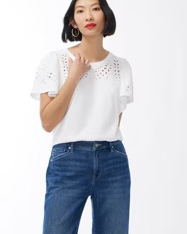 Cutwork Flutter Sleeve Tee | Chico's