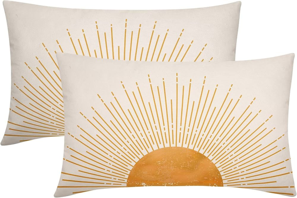 Sun Sunrise Sunshine Lumbar Pillow Covers 12X20 Inch Sunset Boho Abstract Rectangular Pillow Case... | Amazon (US)