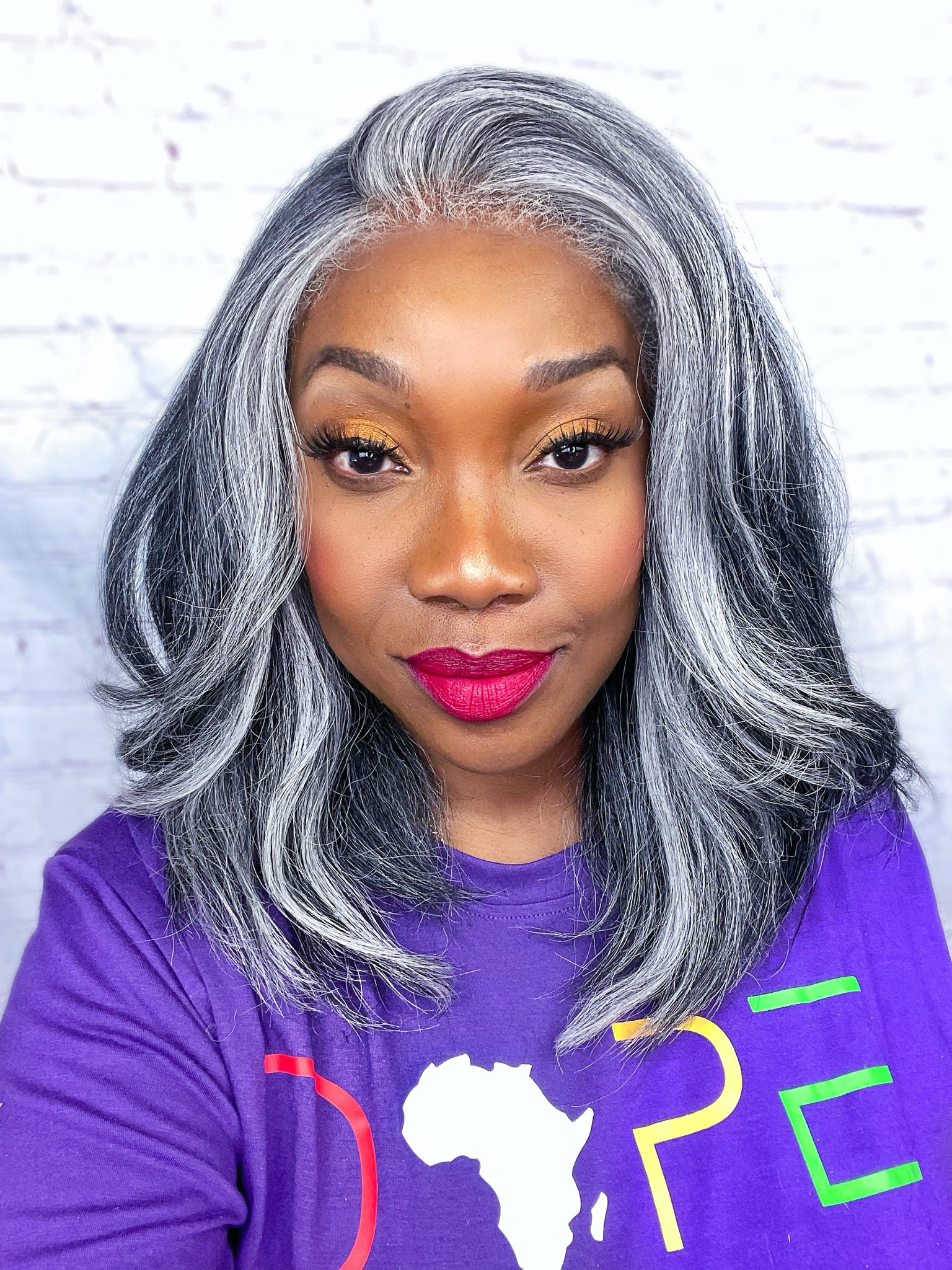 Rich Auntie Vibes with my gray synthetic wig