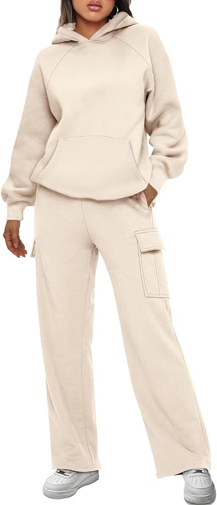 AUTOMET Womens 2 Piece Outfits Sweatsuits Sets Long Sleeve Sweatshirts with Cargo Sweatpants | Amazon (US)