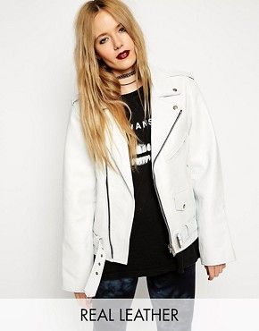 ASOS Reclaimed Vintage Leather Jacket - White | ASOS US