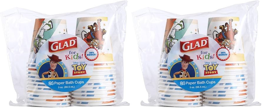 Glad for Kids Disney Pixar Toy Story 3oz Mini Paper Bathroom Cups for Kids, Mouth Rinse Cups, 24 ... | Amazon (US)