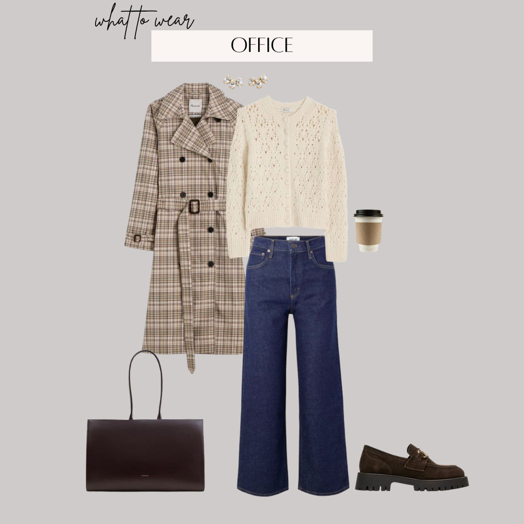 Workwear Office Outfit Inspo: 
* handbag is Polène

ootd style fashion; tall office outfit, winter office outfit, workwear, chunky loafers, brown loafers, leather tote bag for work, Madewell outfit, Madewell sweater cardigan, trench coat, plaid jacket 

#LTKootd #LTKWorkwear #LTKgrwm