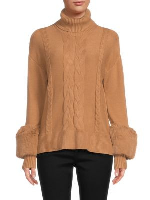 Cable Knit Faux Fur Sweater | Saks Fifth Avenue OFF 5TH