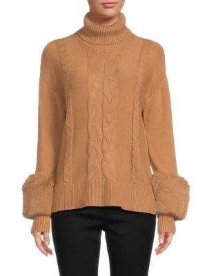 Cable Knit Faux Fur Sweater | Saks Fifth Avenue OFF 5TH (Pmt risk)
