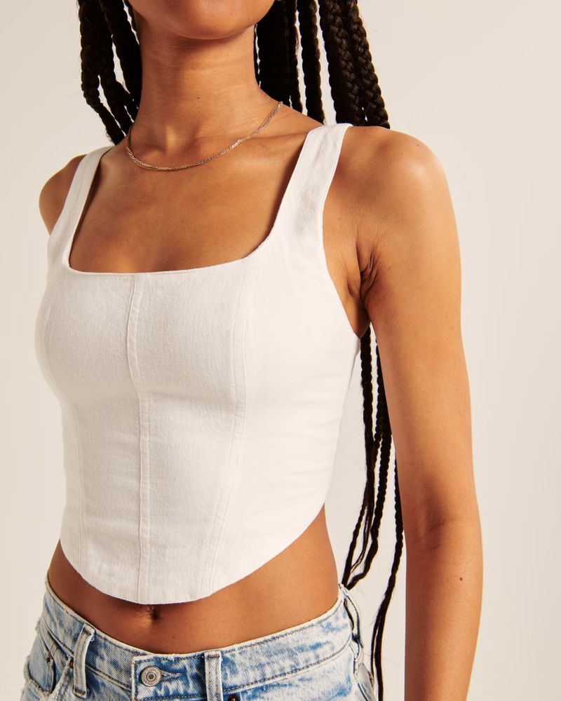 Women's Linen-Blend Corset Set Top | Women's New Arrivals | Abercrombie.com | Abercrombie & Fitch (US)