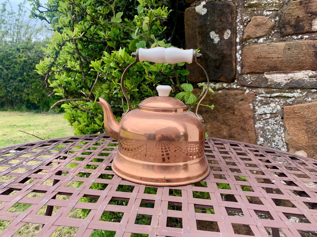 Vintage English Copper kettle with Brass and Ceramic handles pre 1950s | Etsy (US)