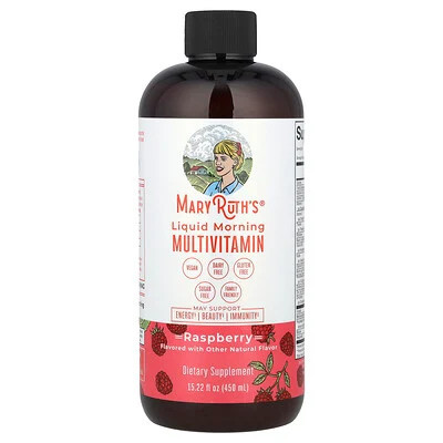 MaryRuth's, Liquid Morning Multivitamin, Raspberry, 15.22 fl oz (450 ml) | iHerb
