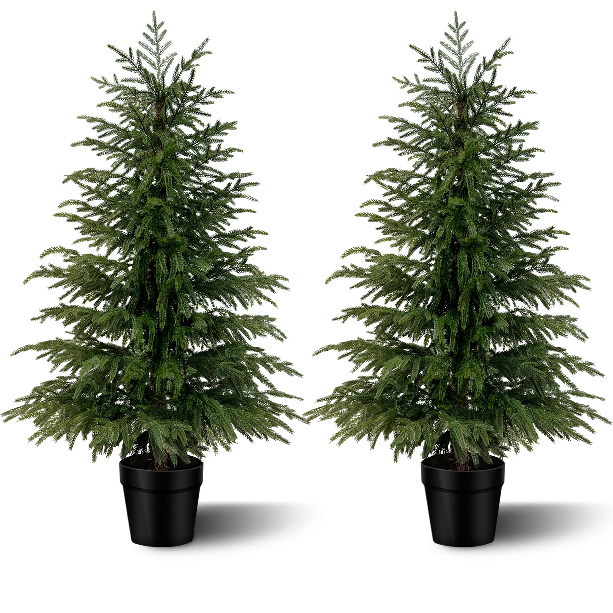 Vitalismo 4ft Artificial Norfolk Pine Tree Potted Faux Christmas Tree Realistic Fake Tree for Indoor Outdoor Christmas Home Decor Set of 2 one_size | Lowe's