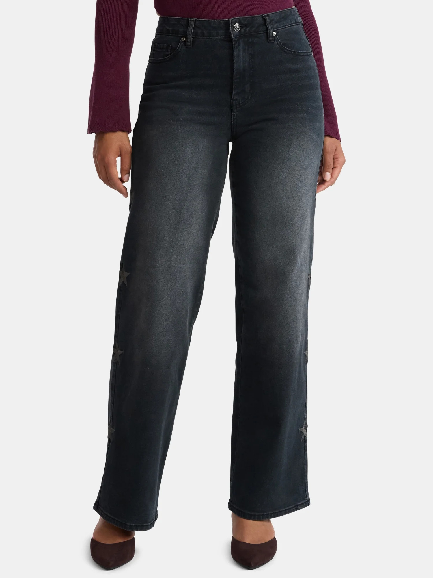 Madden NYC Women's Embroidered Star Jeans, 32" Inseam, Sizes 00-18 | Walmart (US)