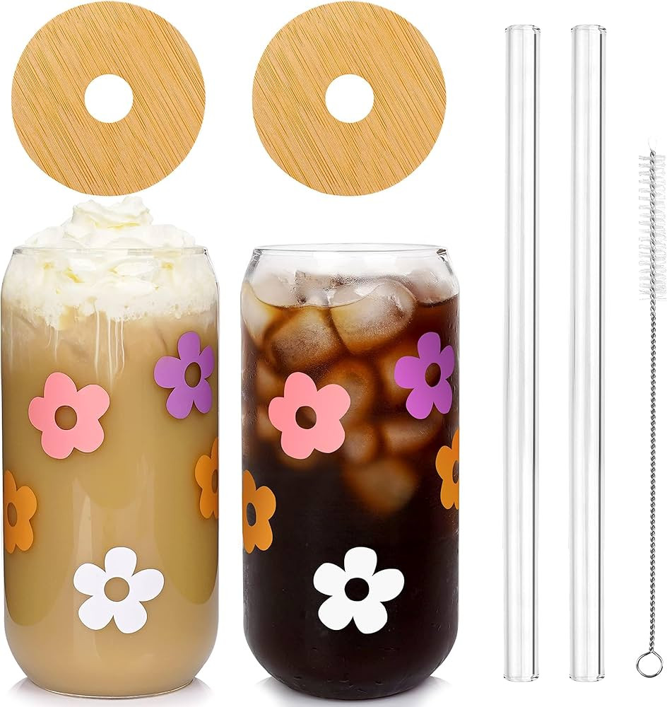 Mason Life Cute Glass Cups with Lids and Straws, Valentine's Day Gift for Women, 18OZ Aesthetic C... | Amazon (US)