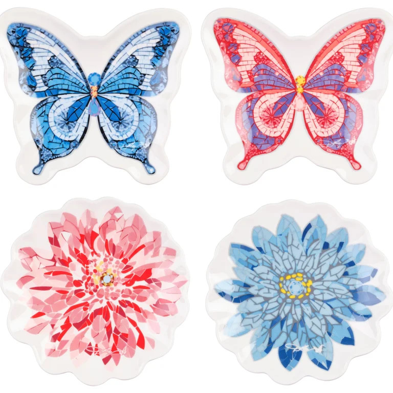 Dolly Parton Jeweled Mosaic 7 in Accent Plates Pink and Blue Set of 4 | Walmart (US)