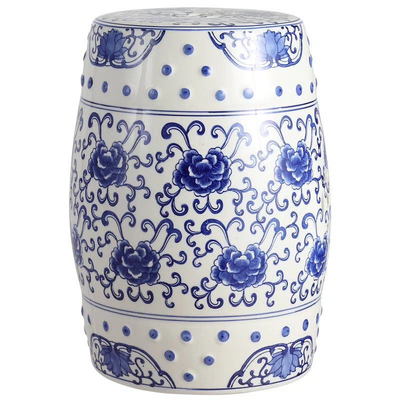 Horwich Flower Chinoiserie Ceramic Garden Stool | Wayfair North America