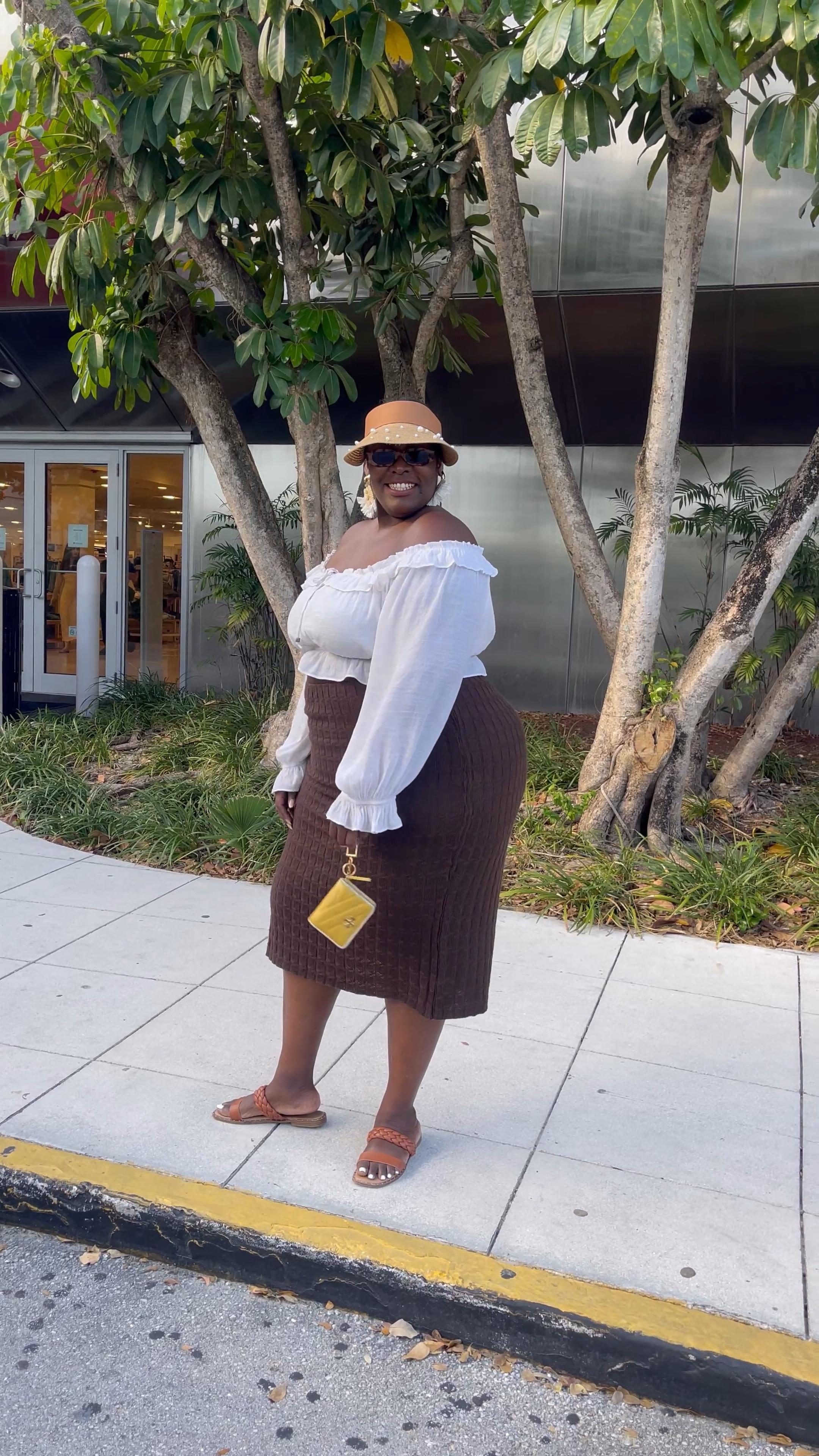 This knit skirt from PLT is so comfy and I love it. It very roomy even when I sit. I love how I paired it with my Shein Pearl visor and Boho drape earrings, giving a combo of nude colors to complete the look. Follow @darkbeautyl for my plus-size fashion inspo.

#LTKcurves #LTKFind #LTKfit