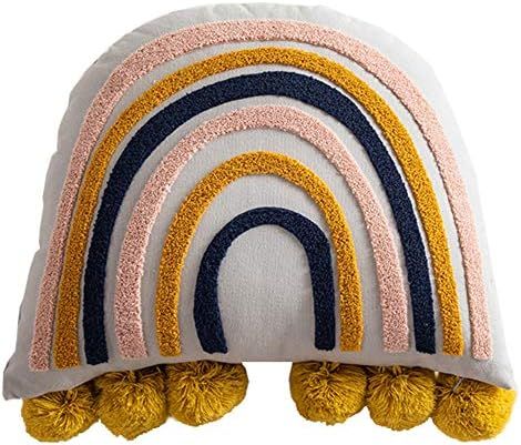 Amazon.com: vctops Rainbow Cotton Tufted Throw Pillow Tassels Colorful Cushion Decorative Pillowc... | Amazon (US)