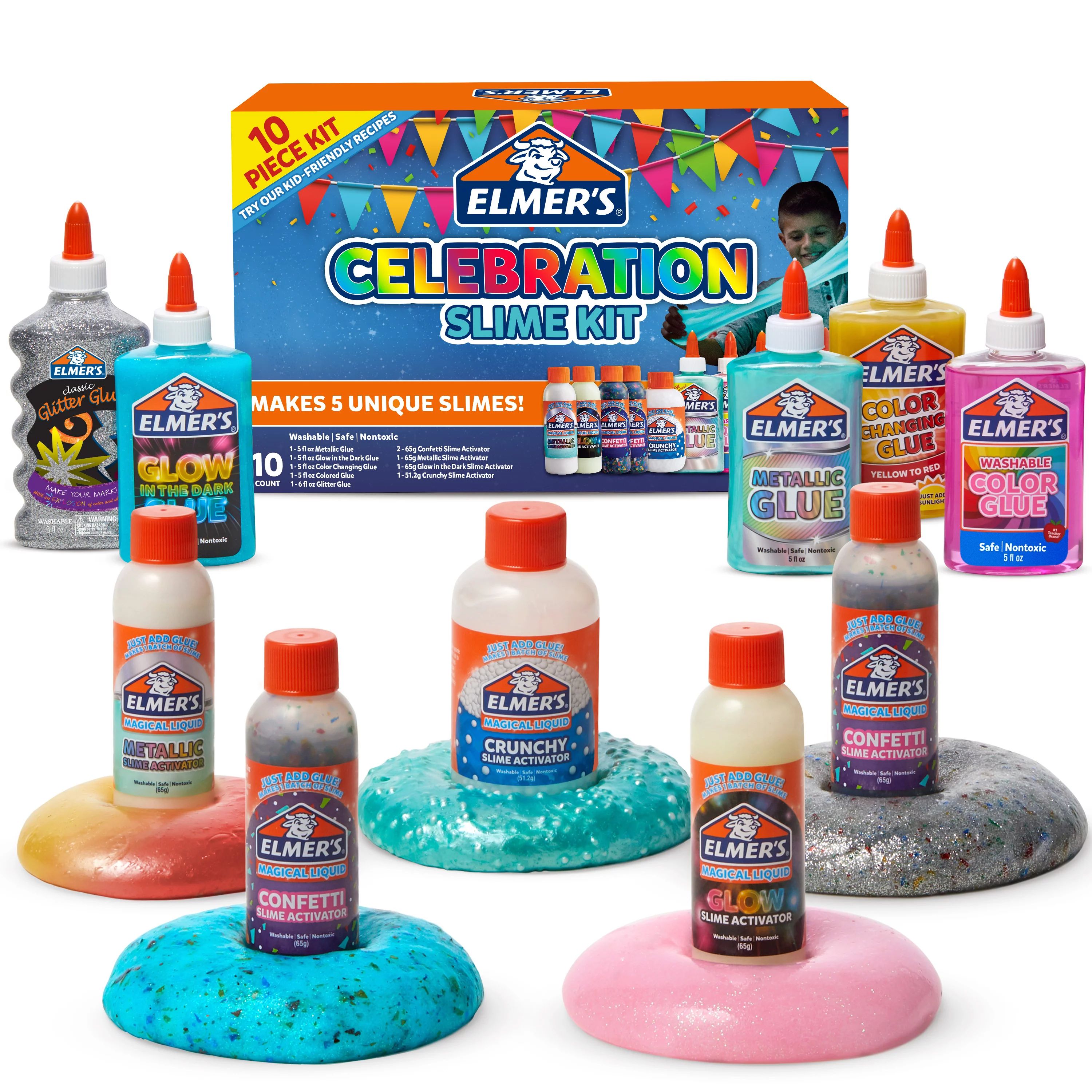 Elmer’s Celebration Slime Kit, Slime Supplies Include Assorted Magical Liquid Slime Activators ... | Walmart (US)