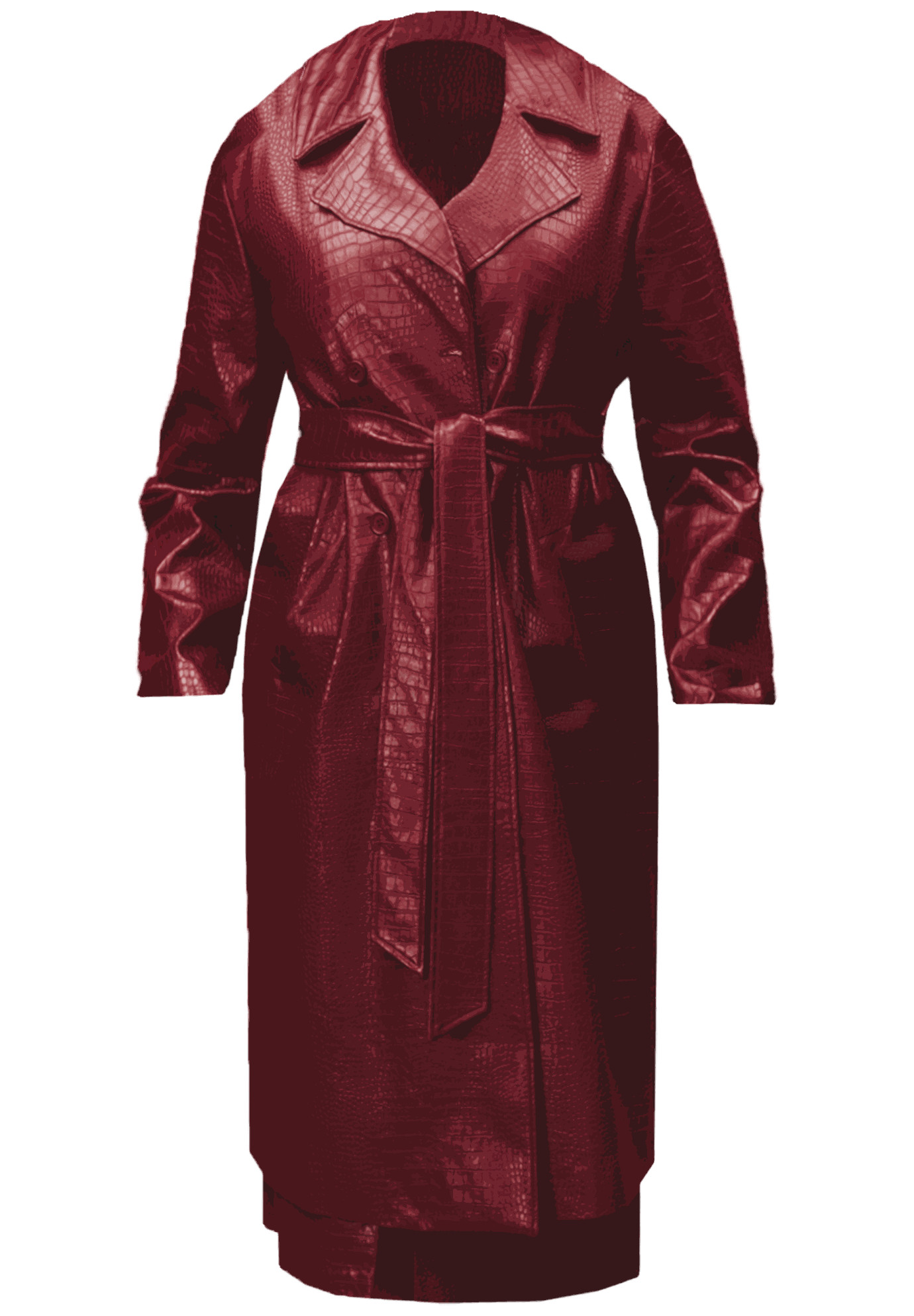 Croc Faux Leather Trench Coat | Eloquii