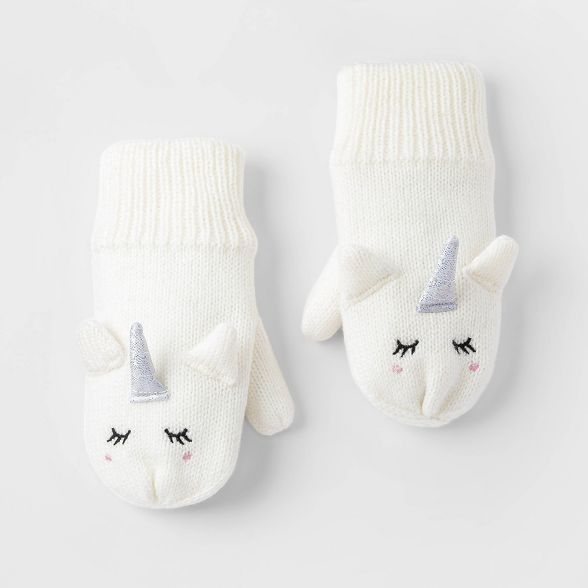 Toddler Girls' Unicorn Mittens - Cat & Jack™ Cream 12M-5T | Target
