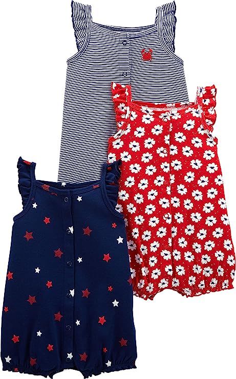 Simple Joys by Carter's Girls' 3-Pack Snap-up Rompers | Amazon (US)