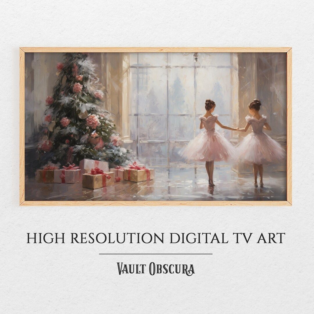 Vintage Ballet Christmas Frame TV Art Nutcracker Christmas Tree High-resolution Digital Artwork S... | Etsy (US)