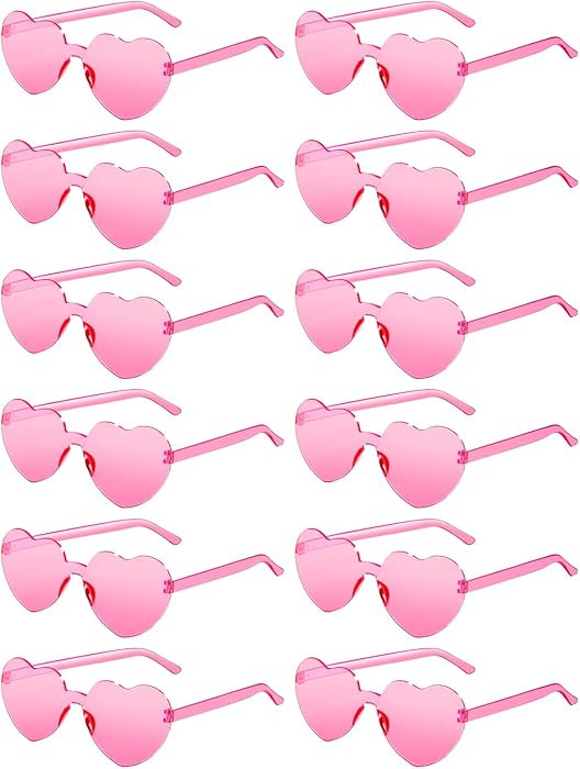 12 Pairs Heart Shaped Sunglasses for Women Colorful Glasses Fun Trendy Transparent Heart Sunglass... | Amazon (US)