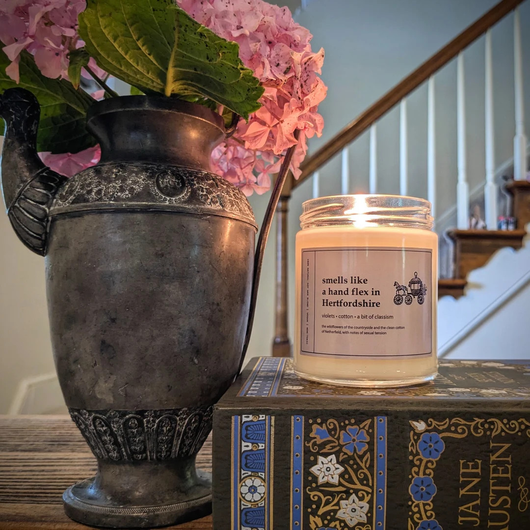 Hand Flex in Hertfordshire Pride and Prejudice Scented Soy Candle, 9oz, Funny Mr Darcy Gift, Prid... | Etsy (US)