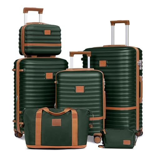 Joyway Luggage Set 3 Piece Suitcase Sets with Spinner Wheel,Lightweight Hardside Expandable Travel Laggage with TSA Lock (20/24/28 Green brown NEW, TR008 | Amazon (US)