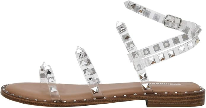 CUSHIONAIRE Women's Tatum Studded Ankle Strap Sandal with Memory Foam +Wide Widths Available | Amazon (US)