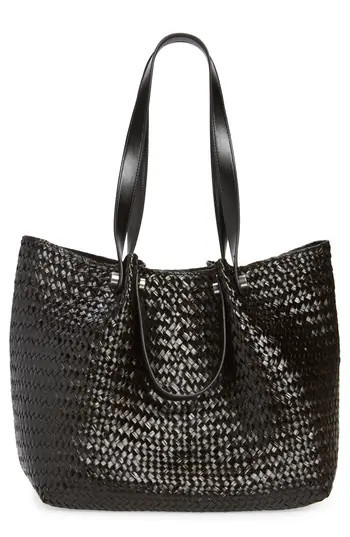 AllSaints Allington Straw Tote in Black at Nordstrom Rack | Nordstrom Rack