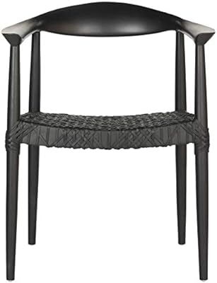 Safavieh Home Bandelier 17-inch Boho Modern Woven Arm Chair, Black/Black | Amazon (US)