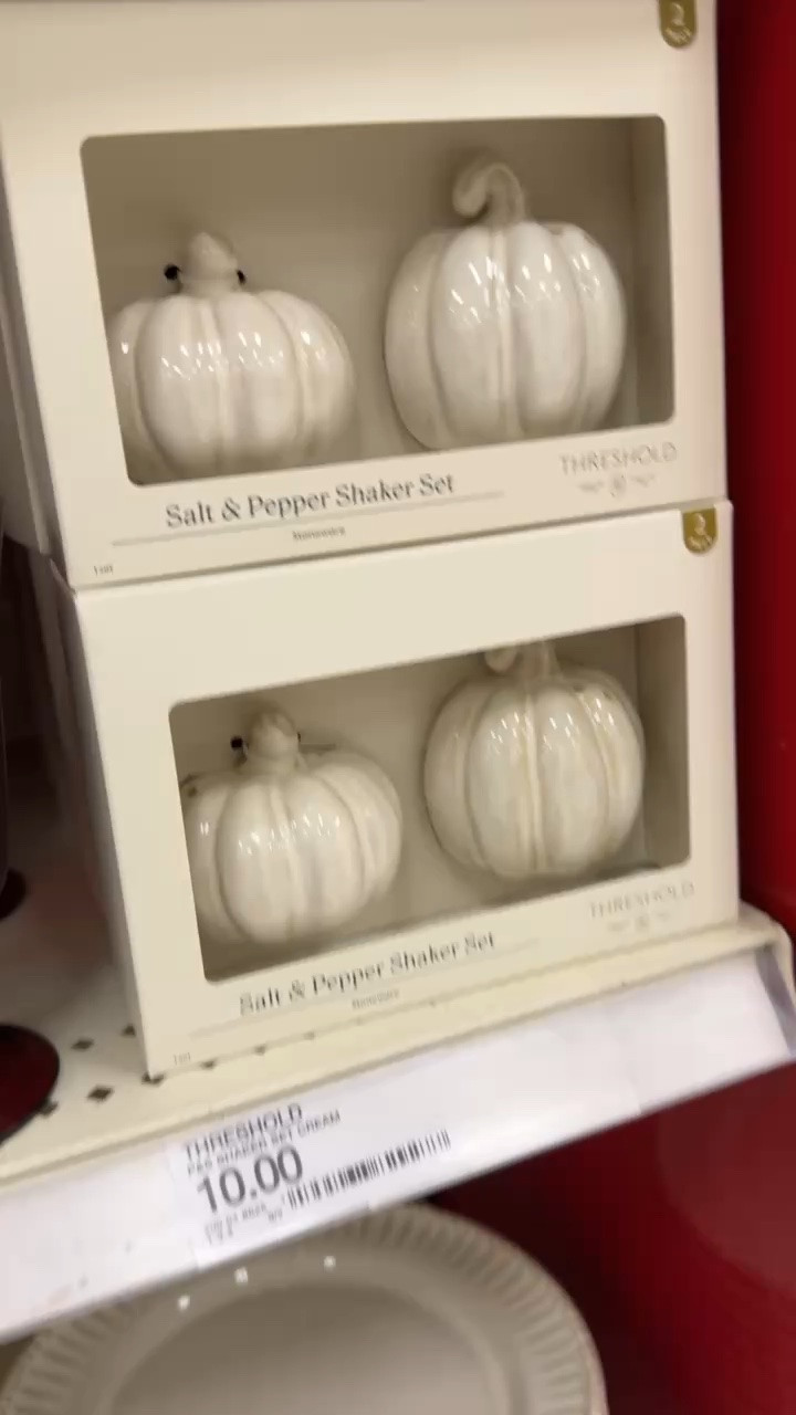 Thanksgiving and Halloween table finds at target! Loveliest pumpkin salt and pepper shakers.  ￼