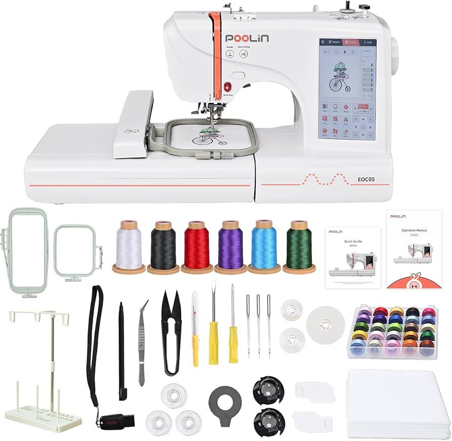 EOC05 Embroidery Machine, 4x9.25 Inches Large Embroidery Area for Clothing, Computerized 7 Inches... | Amazon (US)